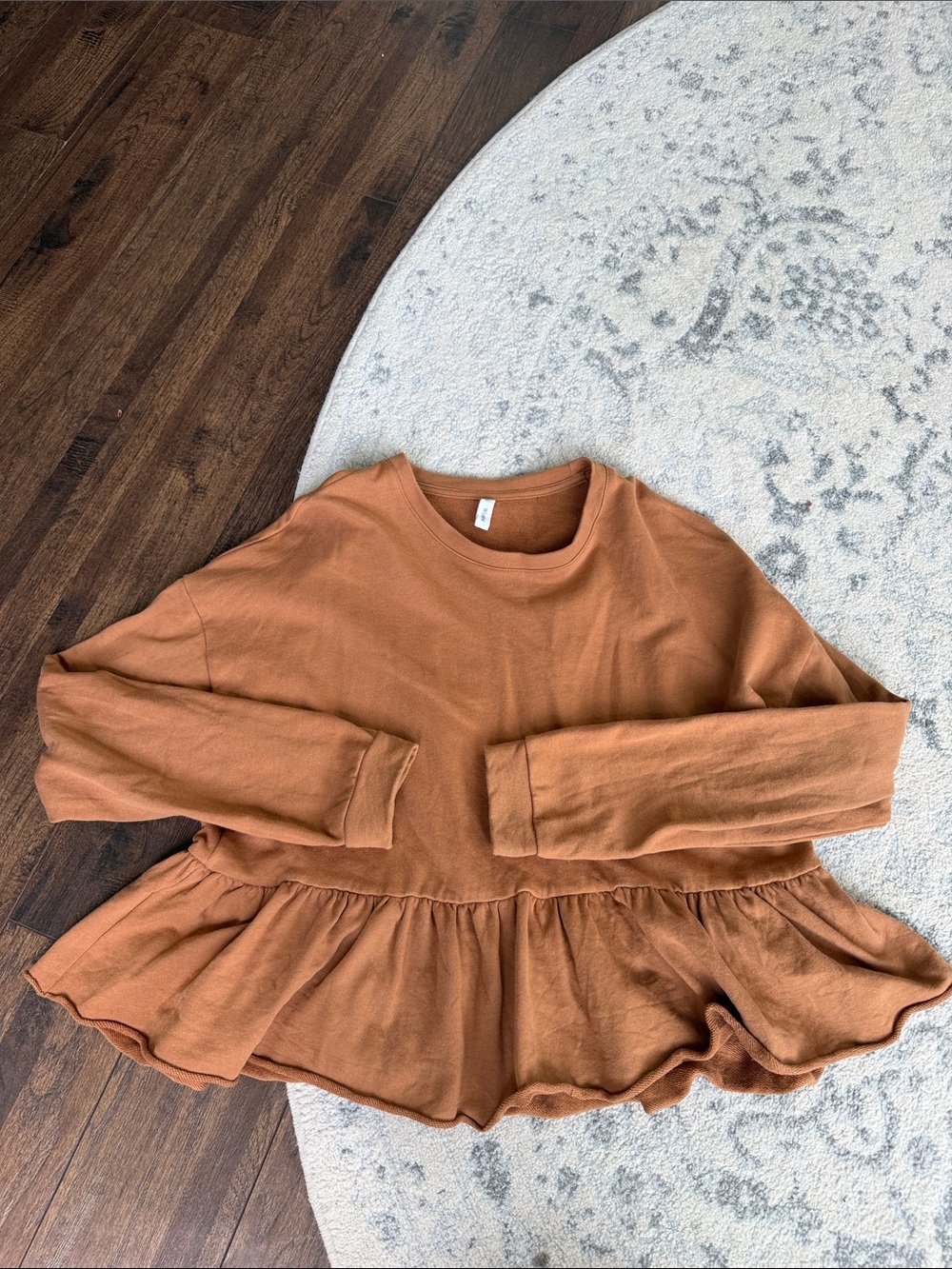 Wishlist Rust Brown Peplum Sweatshirt
